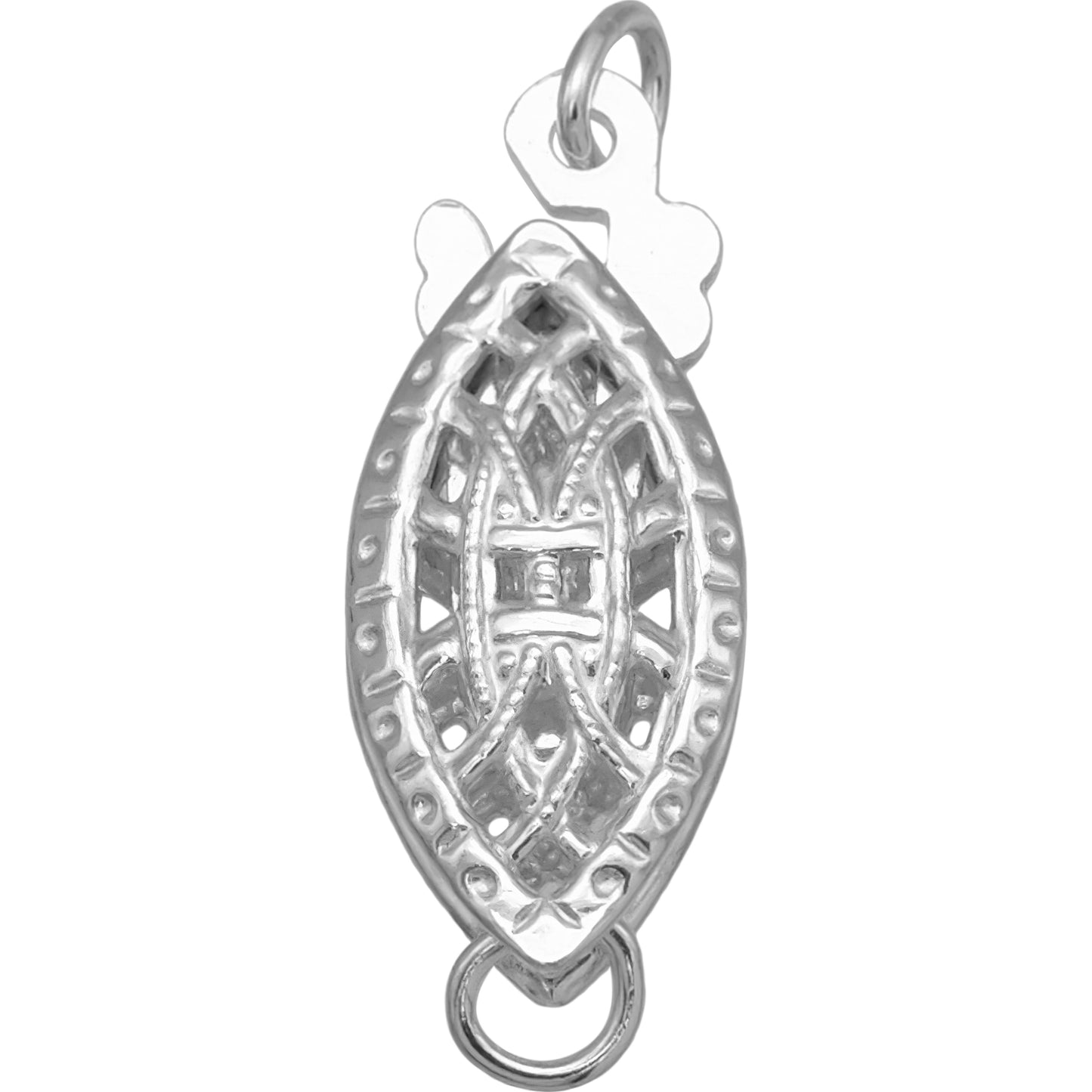 Fishhook Filigree Pearl Clasp Sterling Silver 15mm 2Pcs