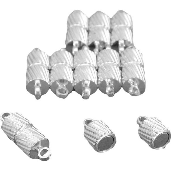 Barrel Magnetic Clasp Silver Plated 15mm 10Pcs
