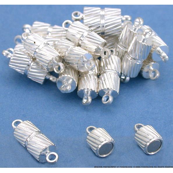20 Silver Plated Magnetic Barrel Clasps Jewelry 15mm