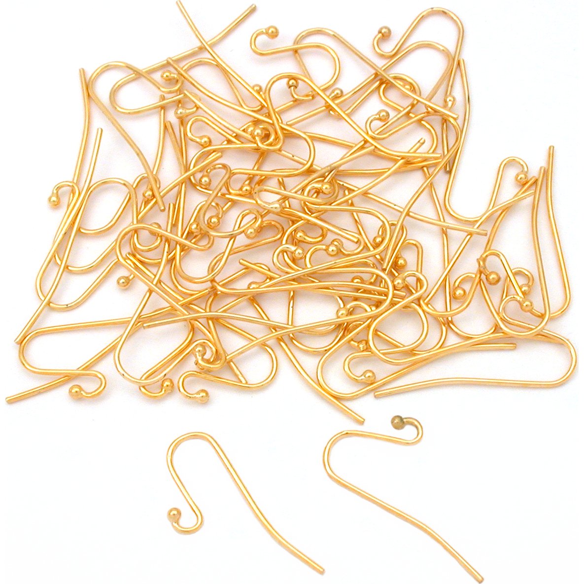 Shepherd Hook Ball Earrings Gold Plated 22 Gauge 24mm 50Pcs