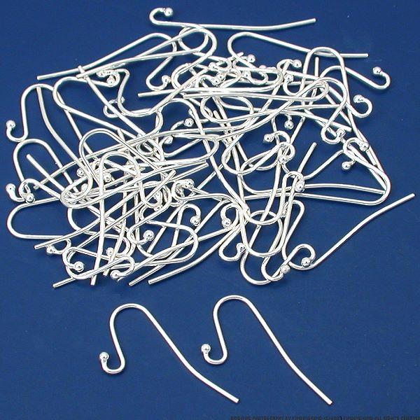 50 Silver Plated Shepherd Hook Earrings Jewelry Making 24mm x 12mm 22 Gauge
