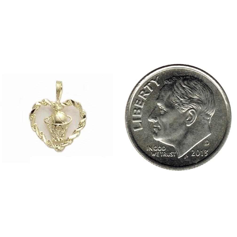 Basketball & Hoop Heart Charm 14k Gold 17mm