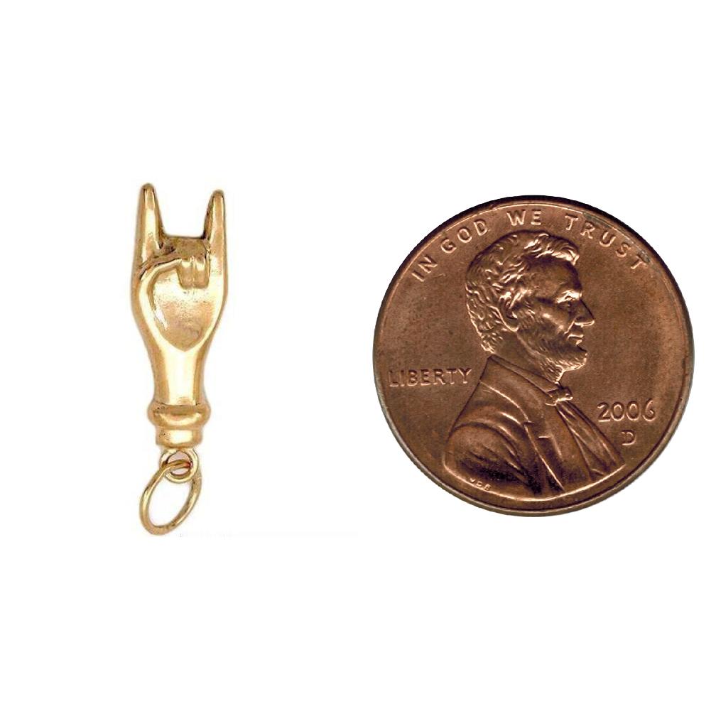 Mano Cornuto Charm 14k Gold 18mm