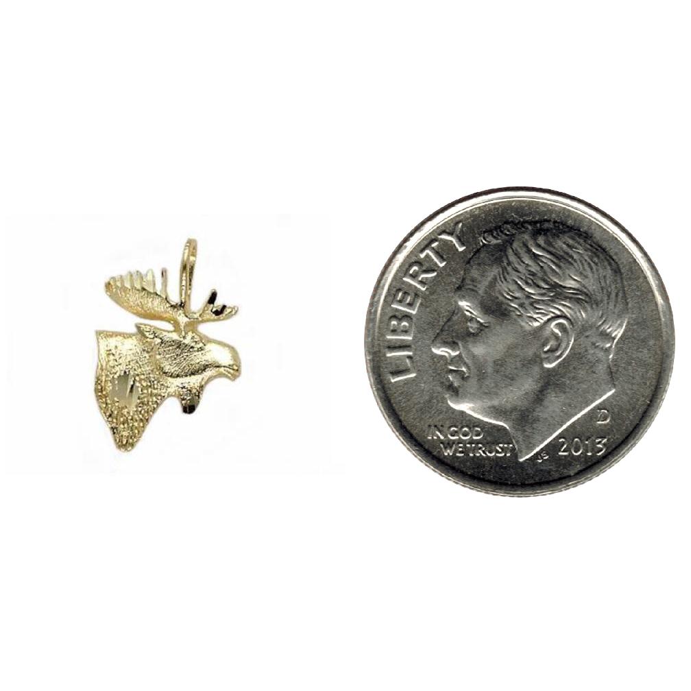 Moose Head Charm 14k Gold 17mm