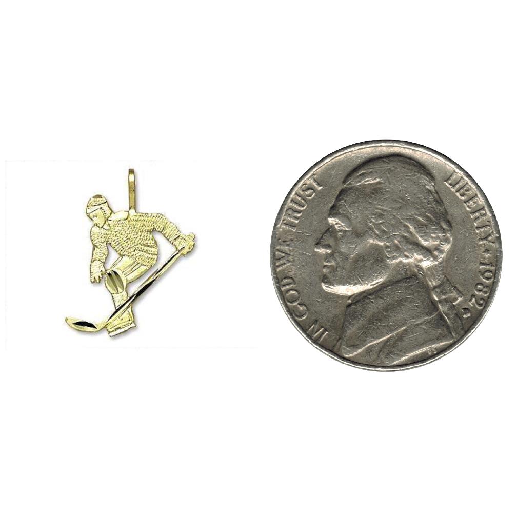 Hockey Player Charm 14k Gold 22mm