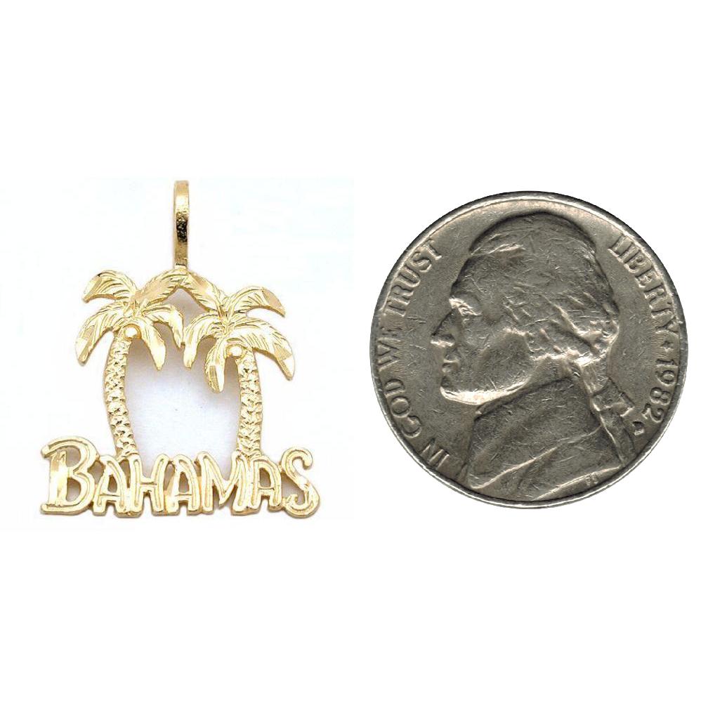 Bahamas Palm Trees Charm Diamond-Cut 14k Gold 21mm
