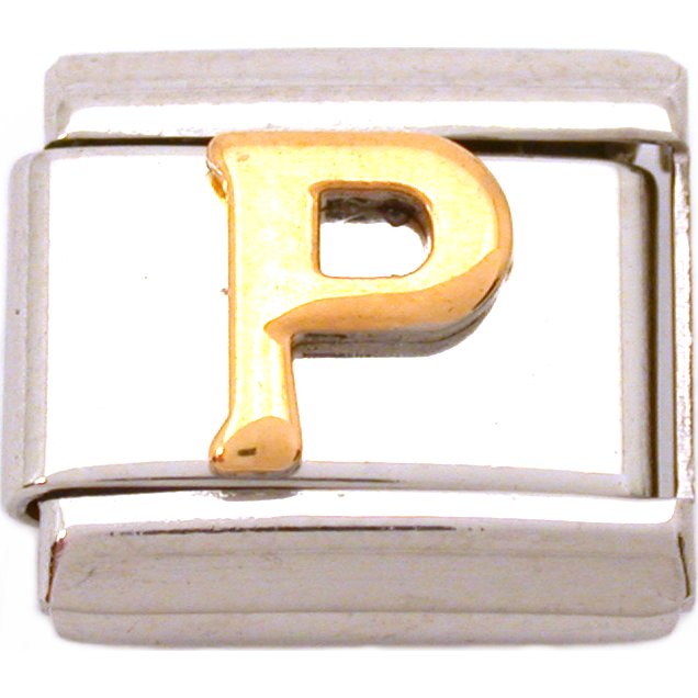 P Italian Charm Gold Plated Letter