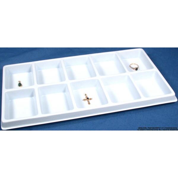 5 White 10 Compartment Jewelry Tray Inserts 1"