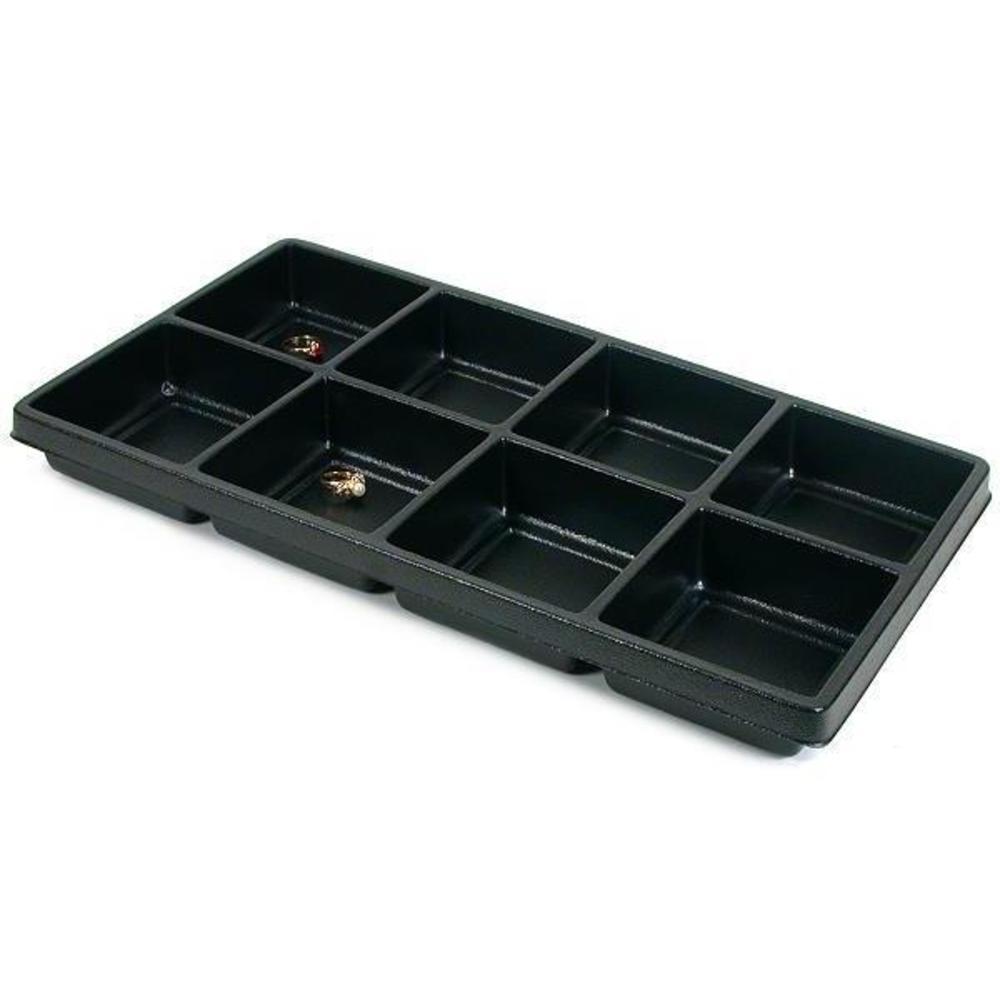 2 Black Plastic 8 Compartment Jewelry Tray Inserts