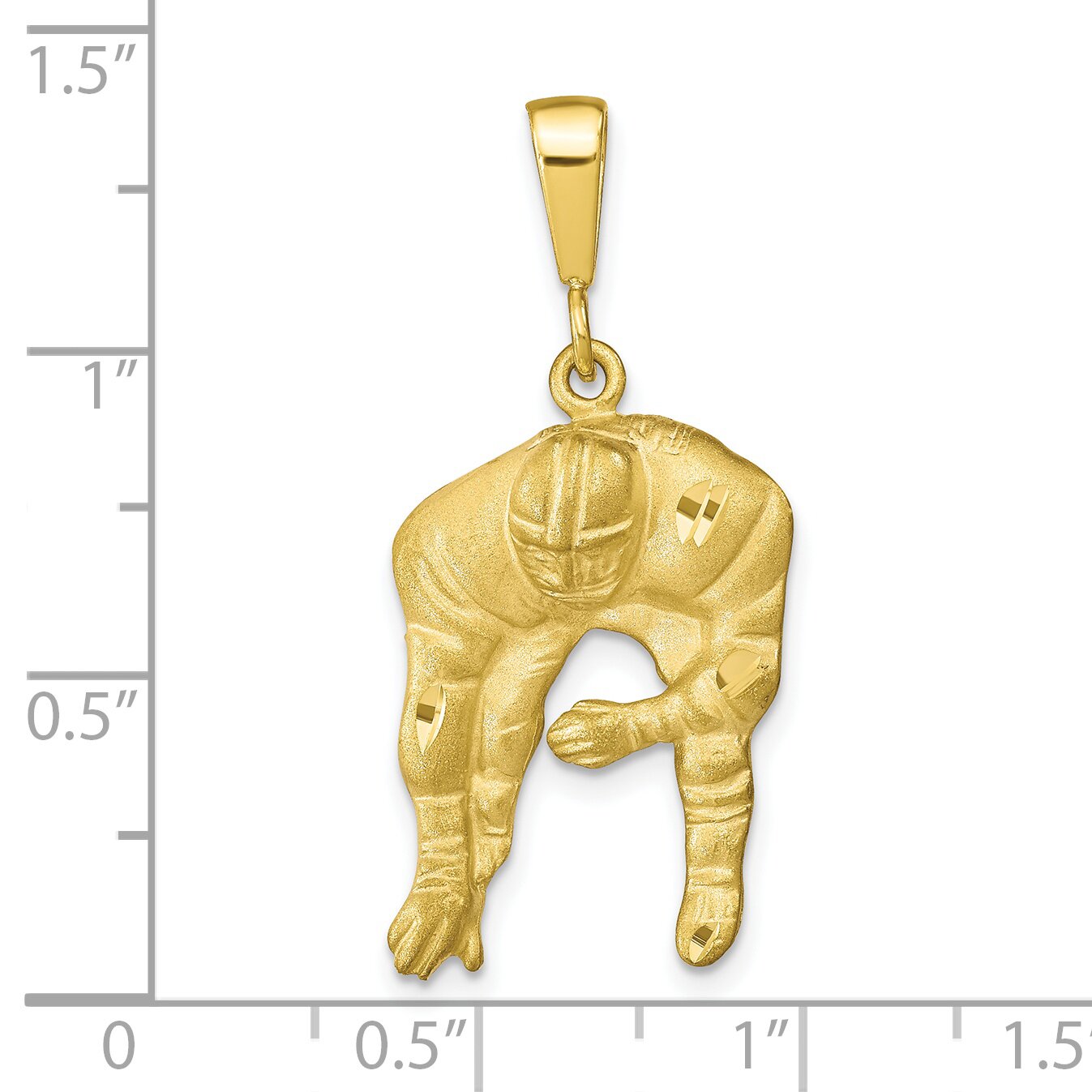 10K Gold Football Player Charm Diamond Cut