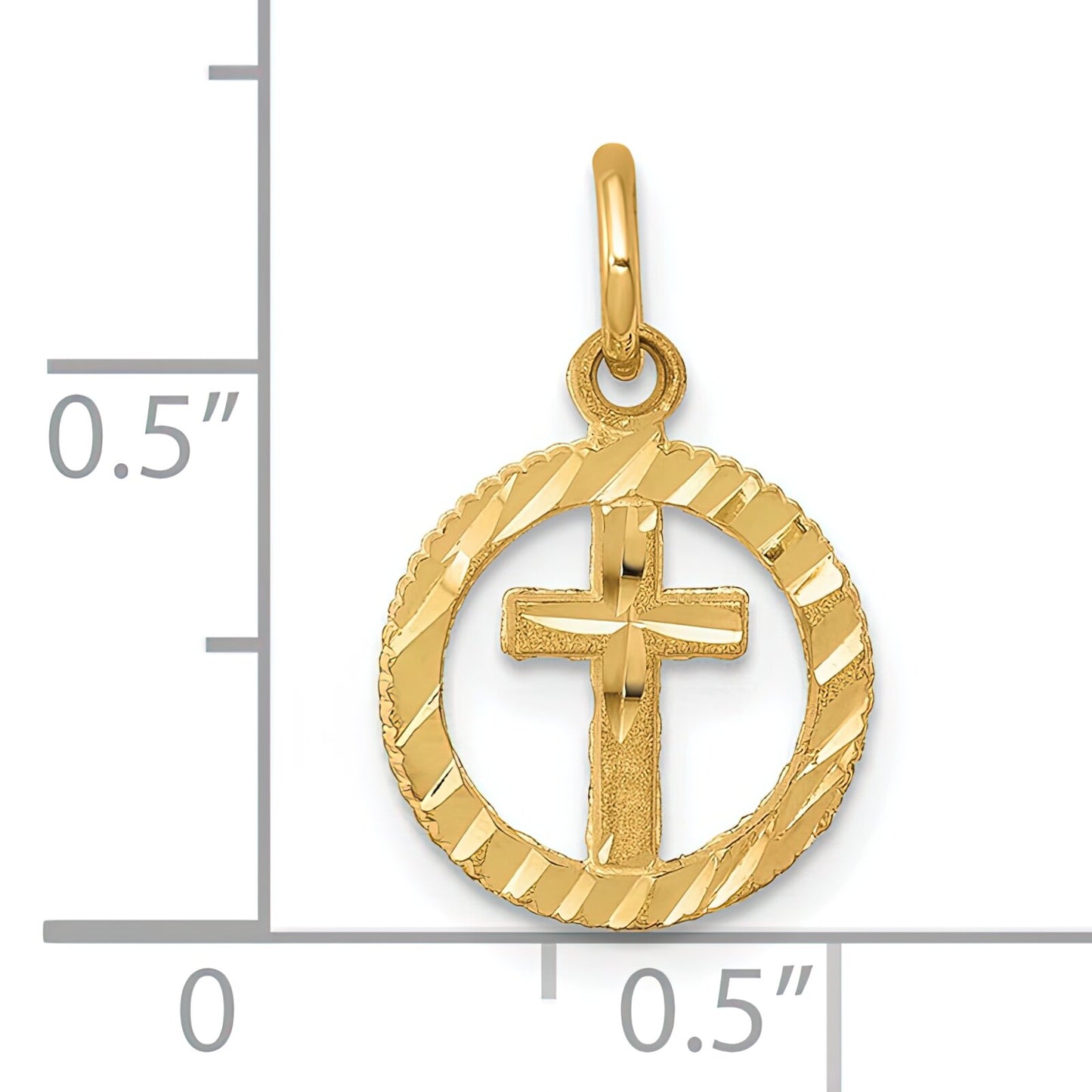 10K Gold Cross In Circle Charm