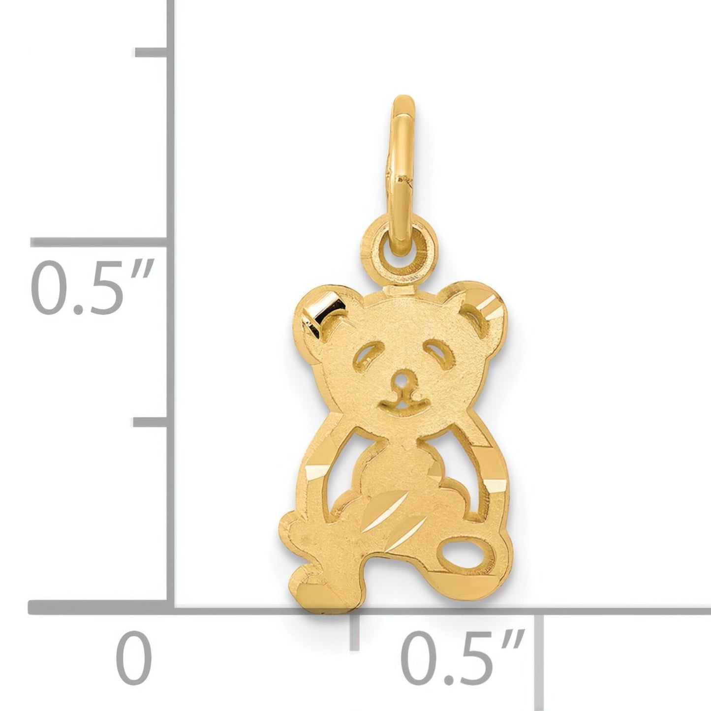10K Yellow Gold Teddy Bear Charm Diamond Cut