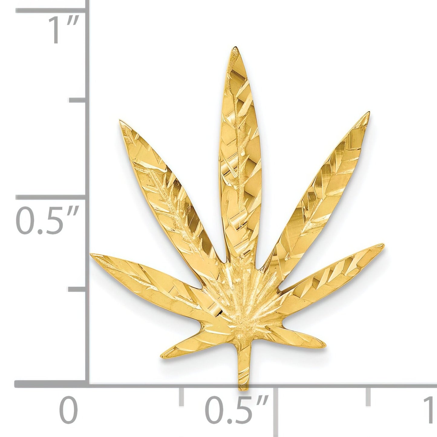 10K Yellow Gold Marijuana Leaf Charm Diamond Cut