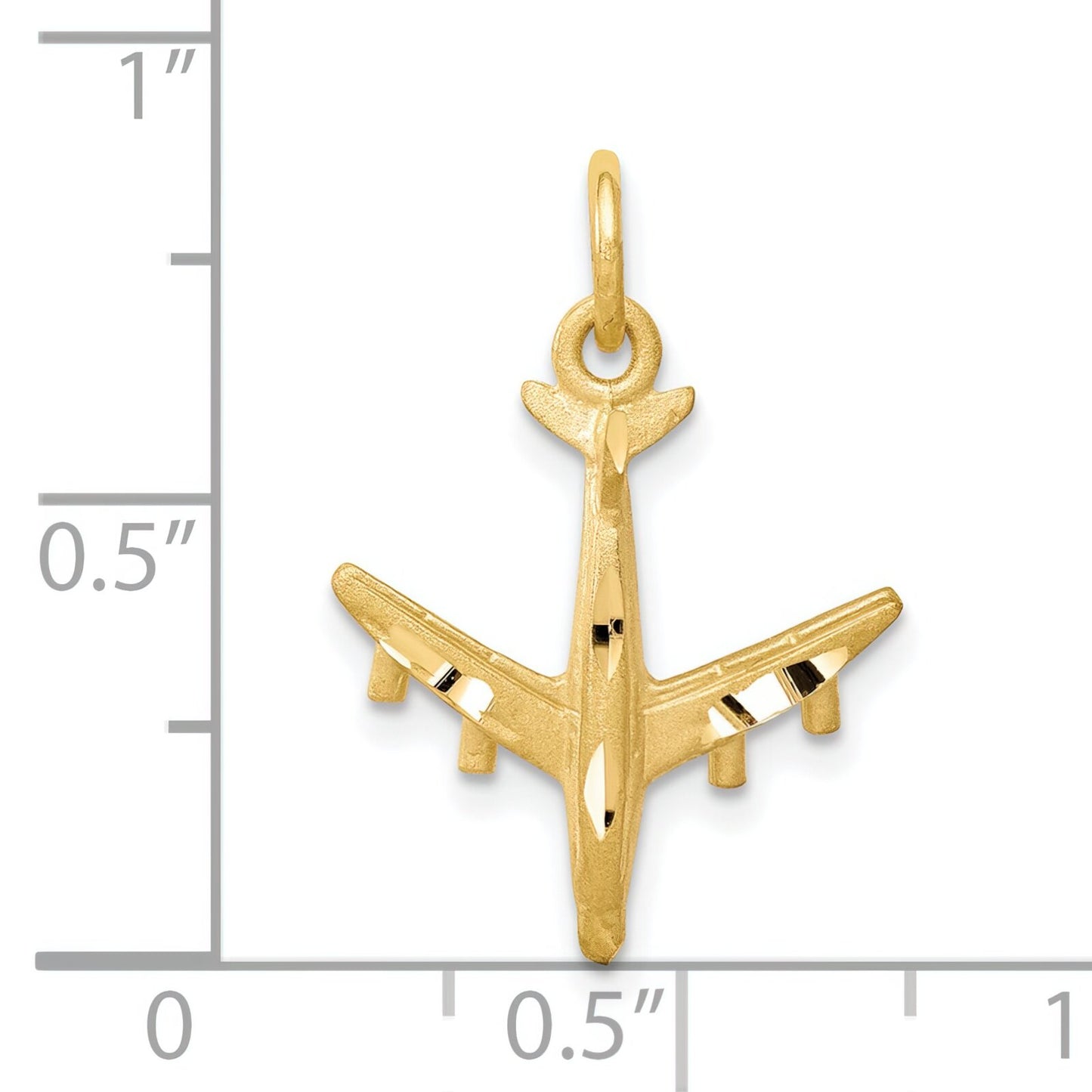 10K Yellow Gold Airplane Charm Diamond Cut