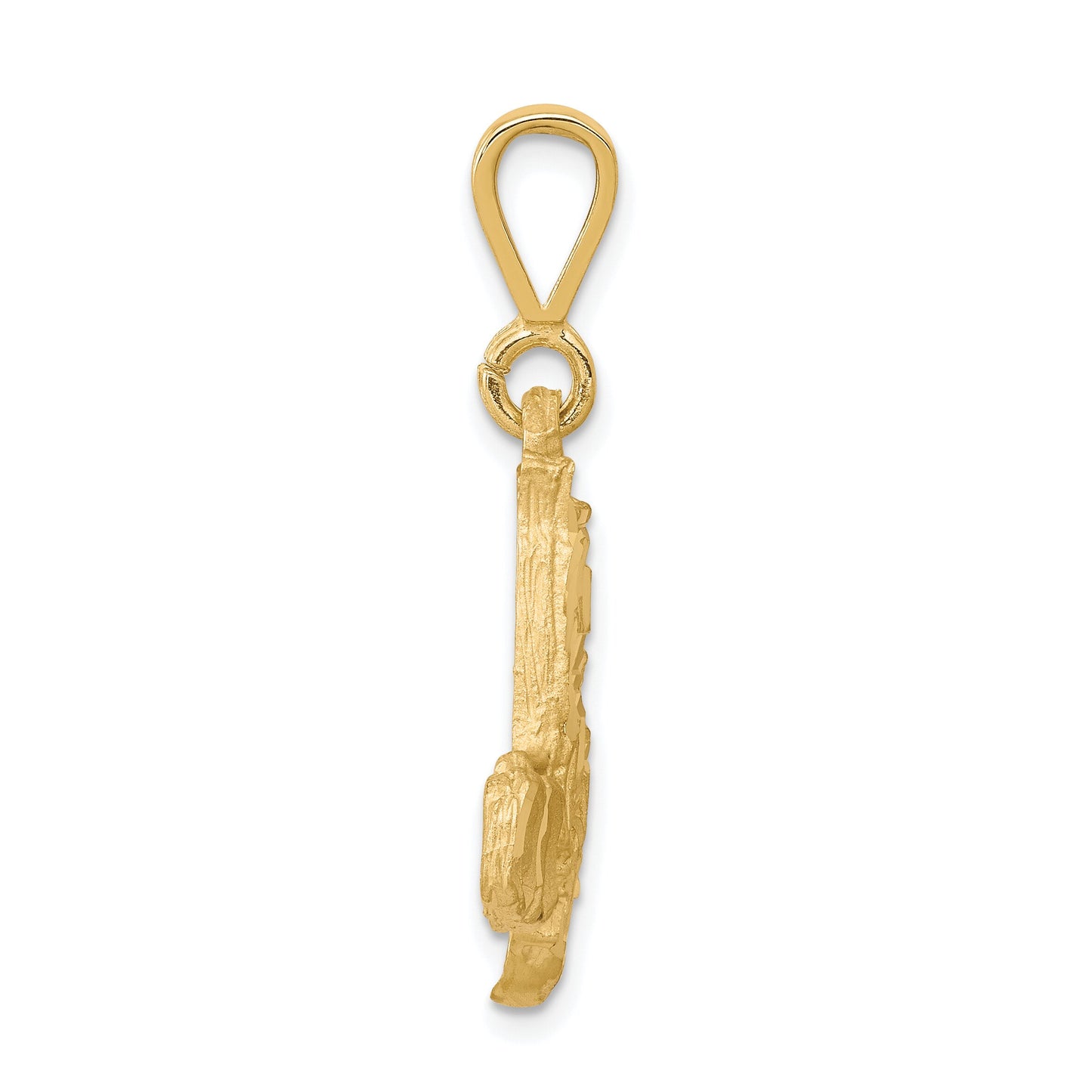 10K Yellow Gold Semi Truck Charm Diamond-Cut