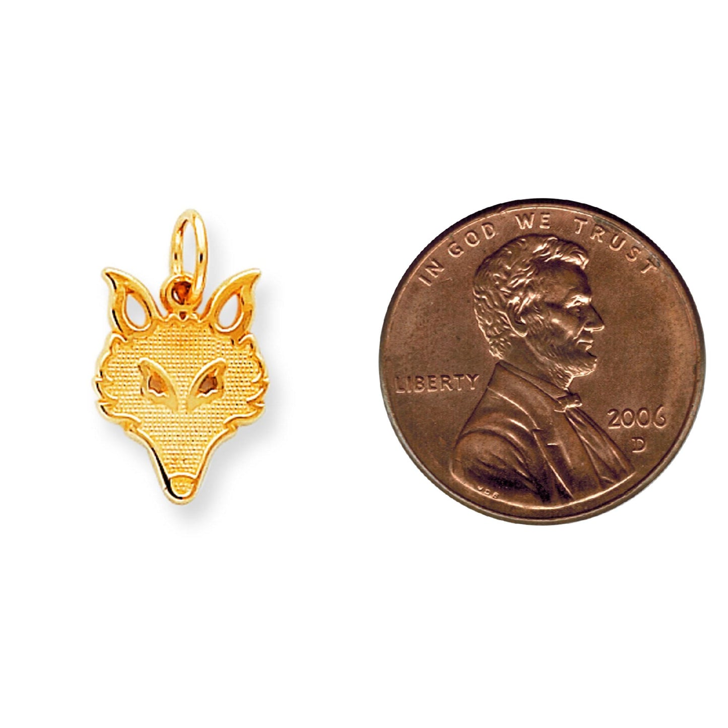 10K Yellow Gold Flat Back Small Fox Head Charm