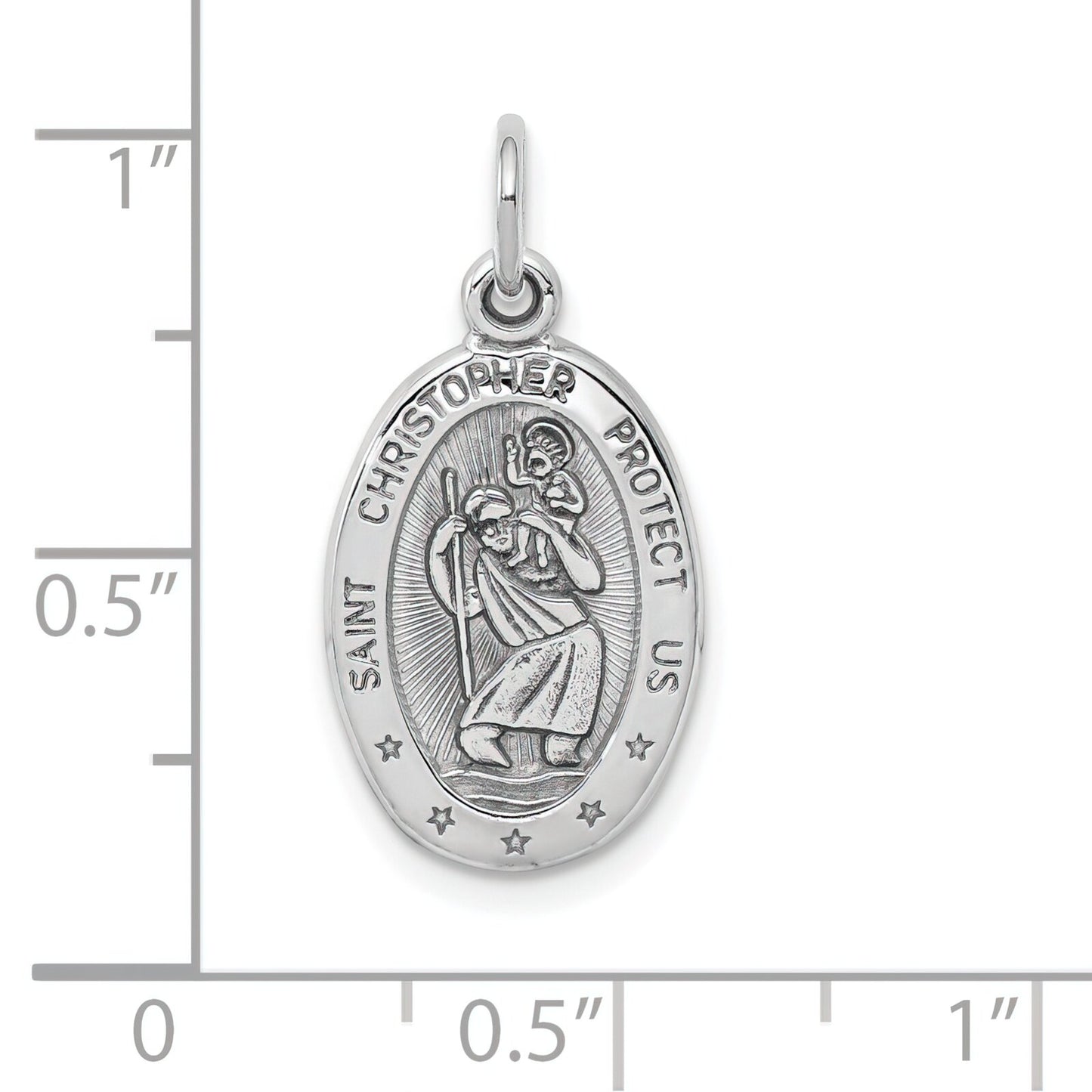 10K White Gold Saint Christopher Medal Charm