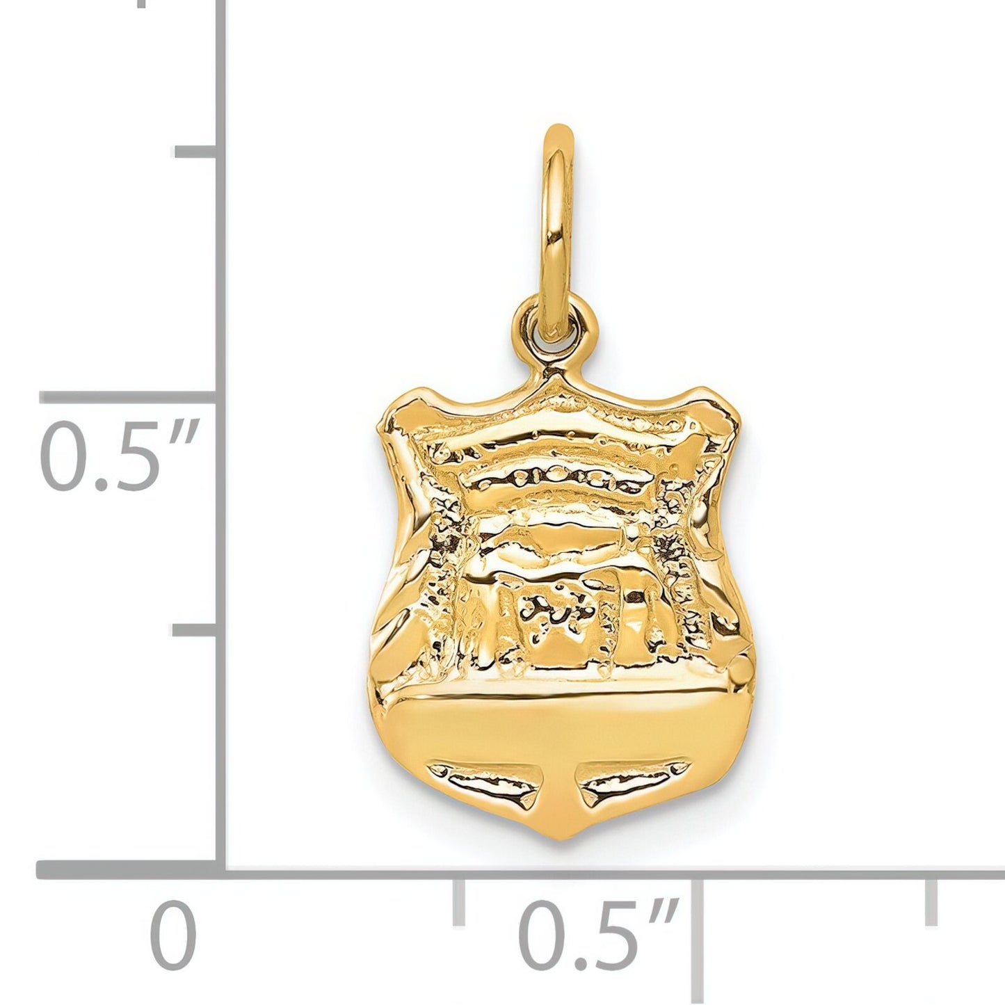14K Yellow Gold Police Badge Charm Engravable