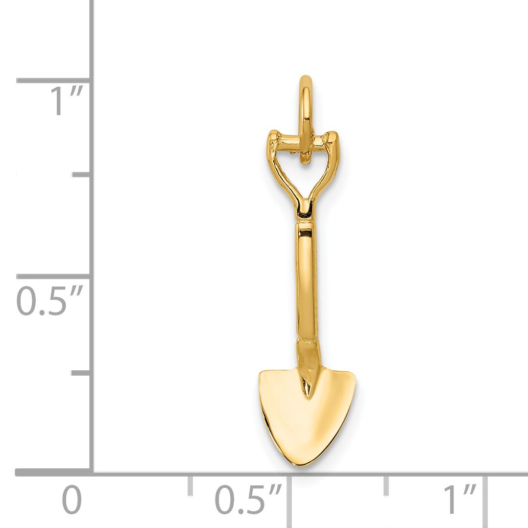 14K Yellow Gold 3D Spade Charm