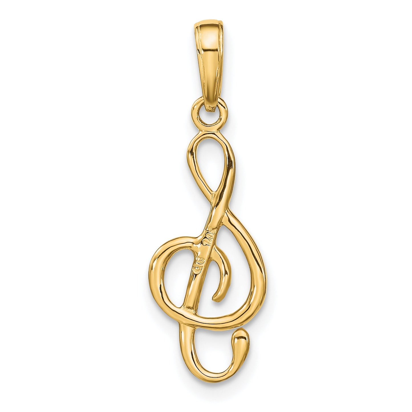 14K Yellow Gold Treble Clef Charm