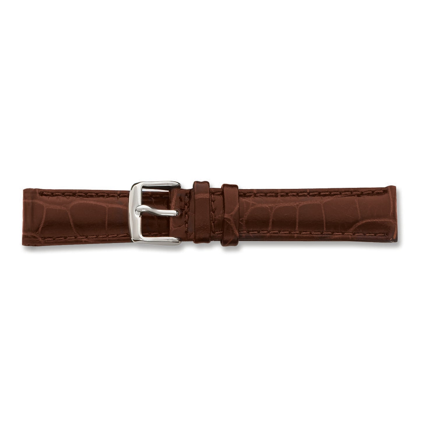 de Beer Brown Crocodile Grain Leather Watch Band (22 to 24mm)