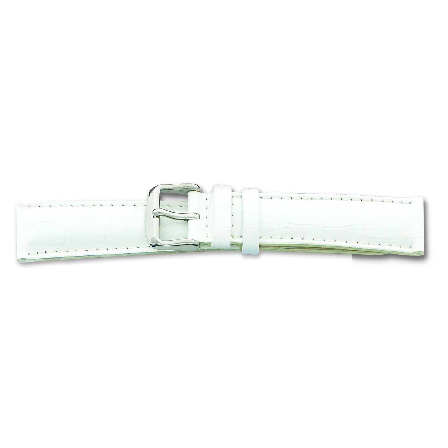 de Beer White Crocodile Grain Leather Watch Band (22 to 24mm)