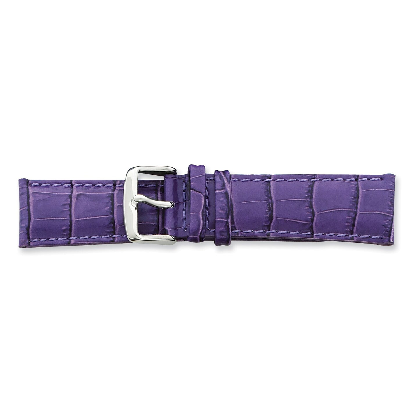 de Beer Purple Crocodile Grain Leather Watch Band (22 to 24mm)
