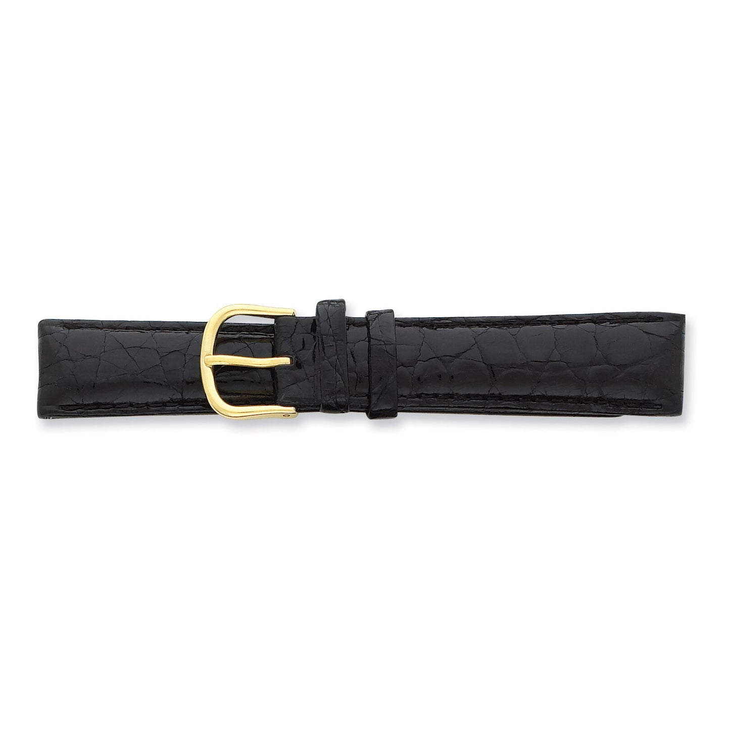 de Beer Black Genuine Crocodile Leather Watch Band (12 to 20mm)