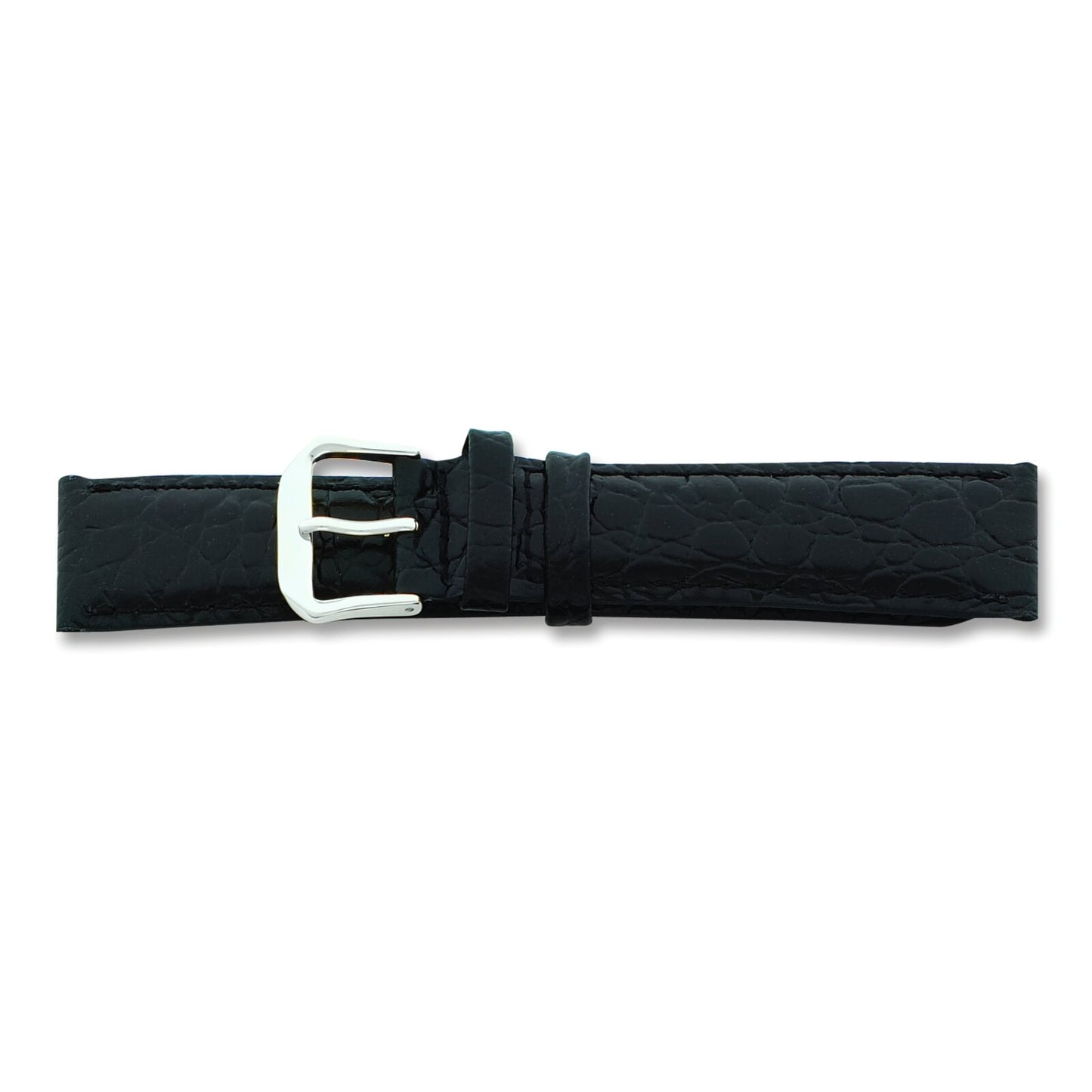 de Beer Black Alligator Grain Leather Watch Band (16 to 20mm)