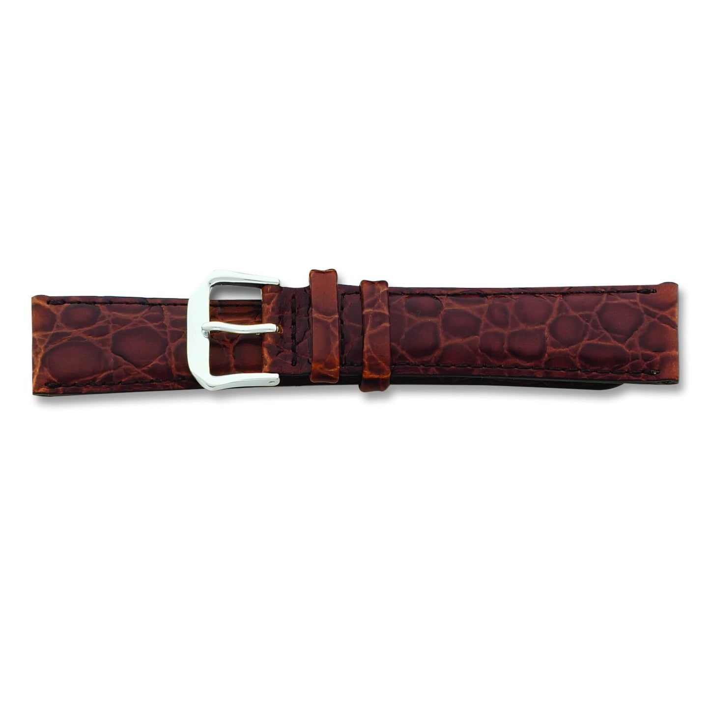 de Beer Brown Alligator Grain Leather Watch Band (16 to 20mm)