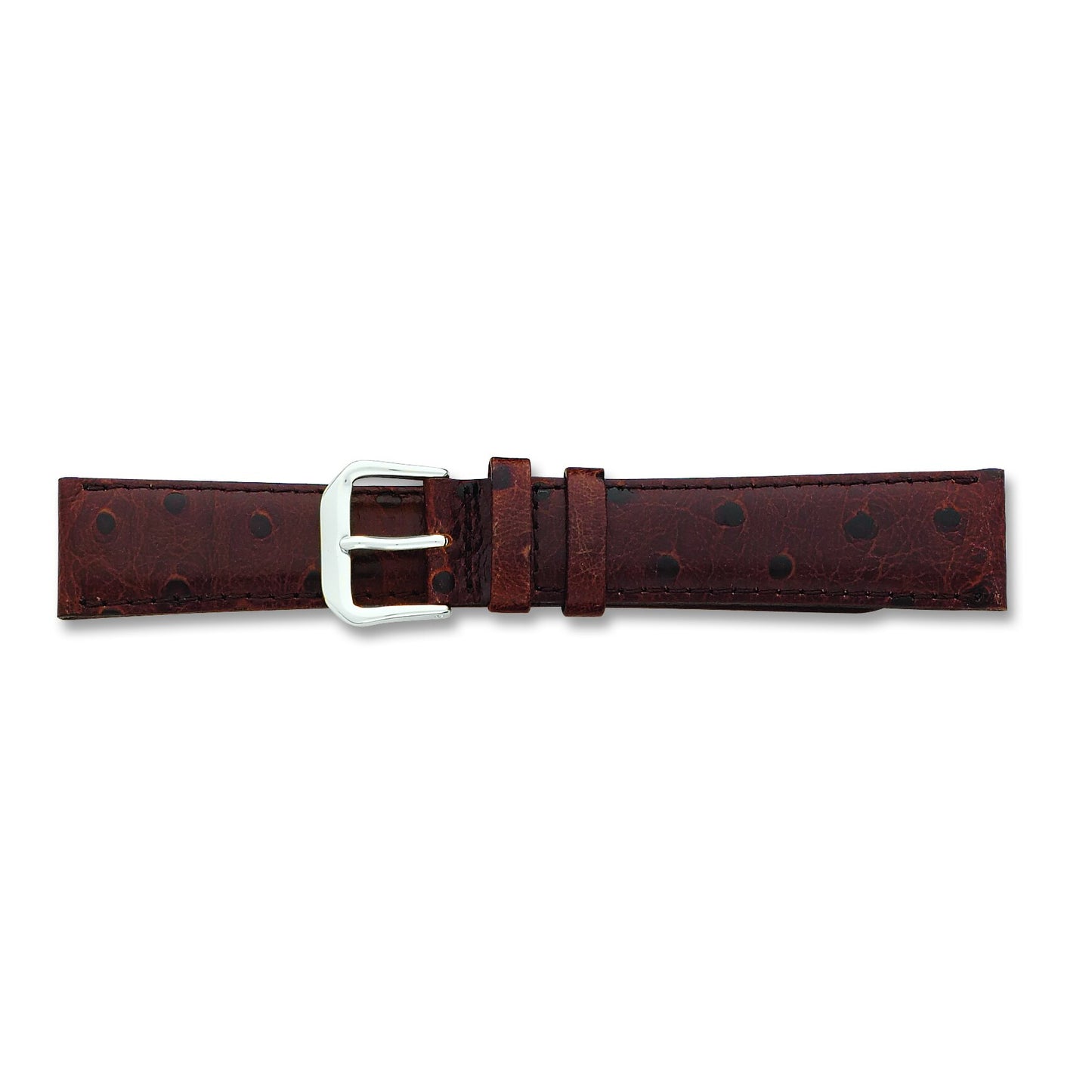 de Beer Brown Ostrich Grain Leather Watch Band (12 to 20mm)