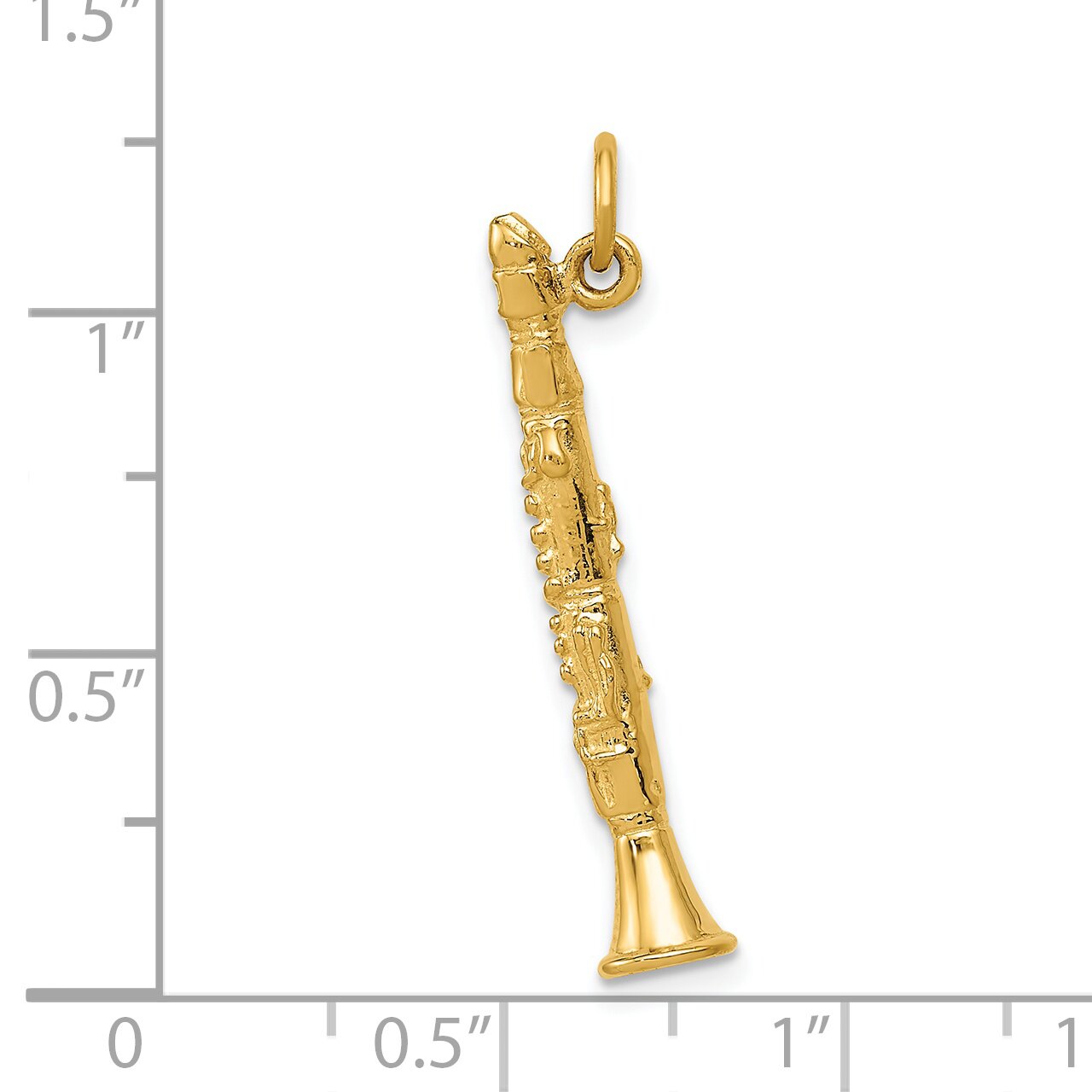 14K Yellow Gold 3D Clarinet Charm