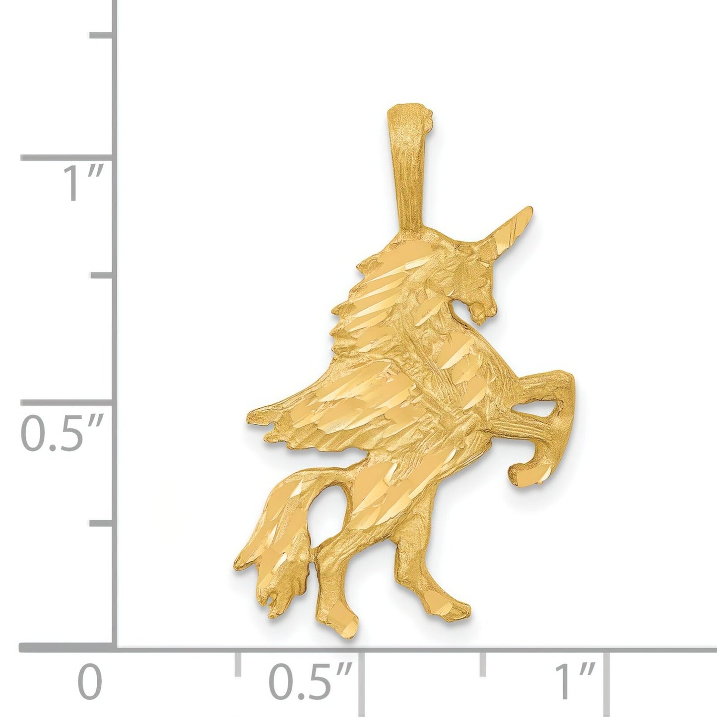 14K Yellow Gold Unicorn Charm Diamond Cut
