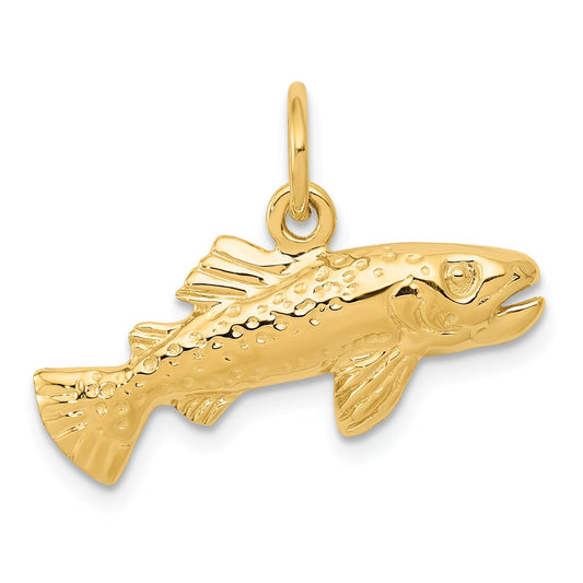 14K Yellow Gold Trout Fish Charm