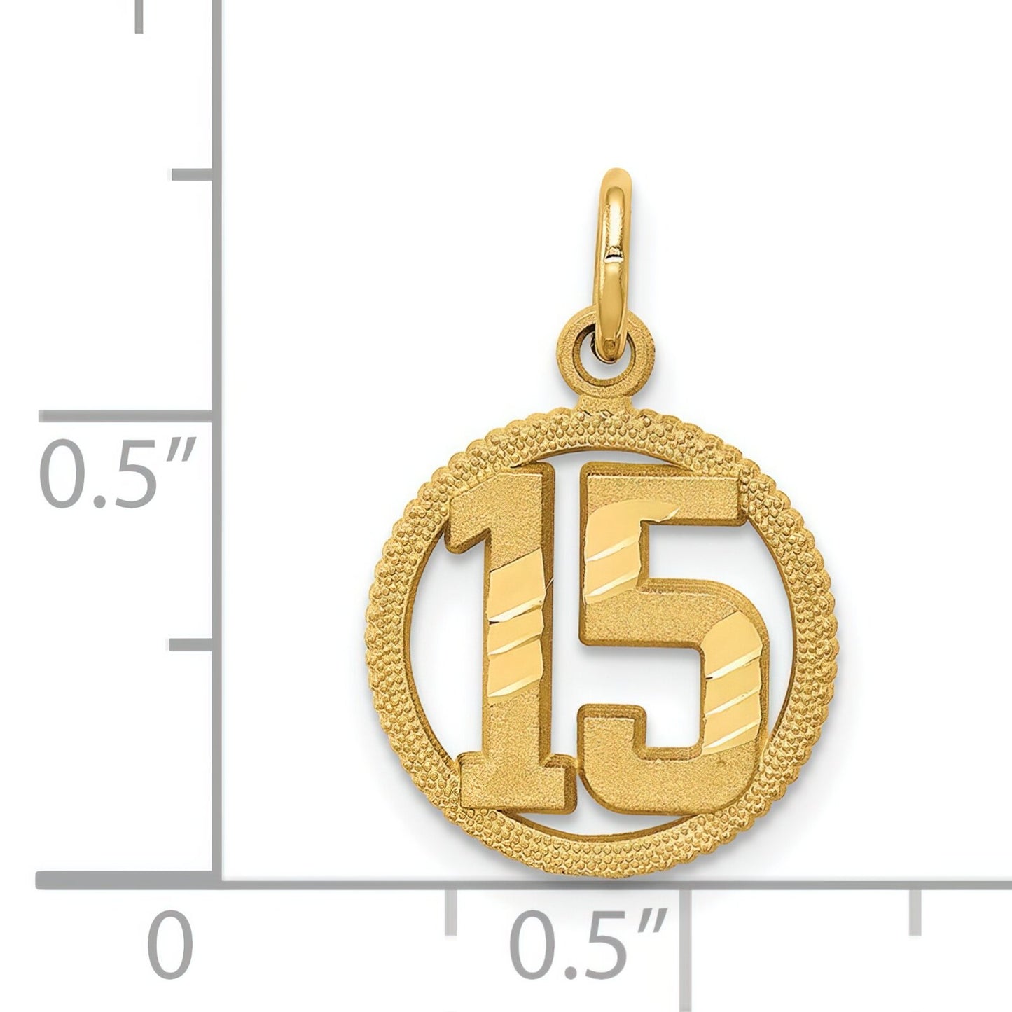 14K Gold Number 15 in Circle Charm