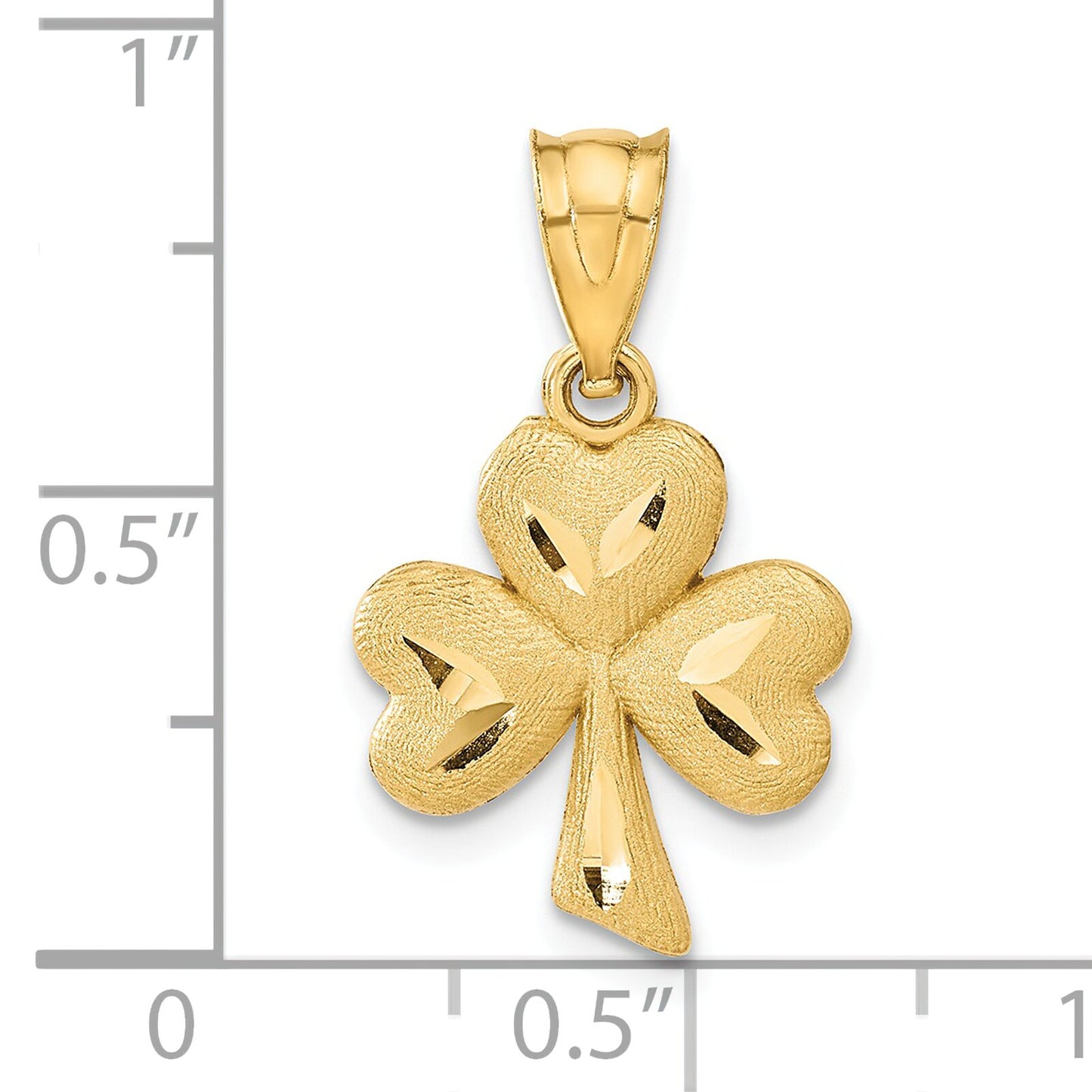 14K Gold Shamrock Charm Diamond Cut