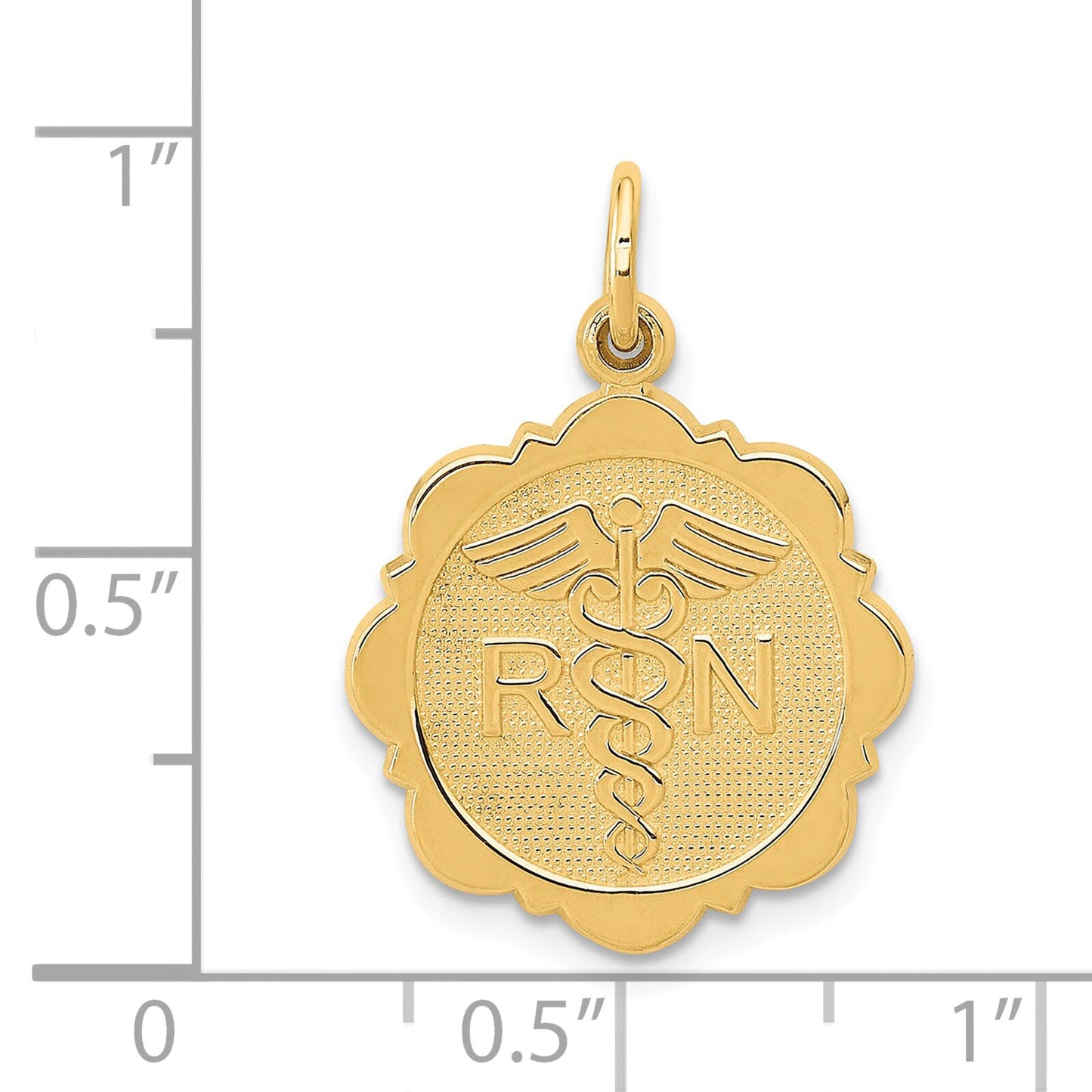 14K Gold RN Caduesus Charm