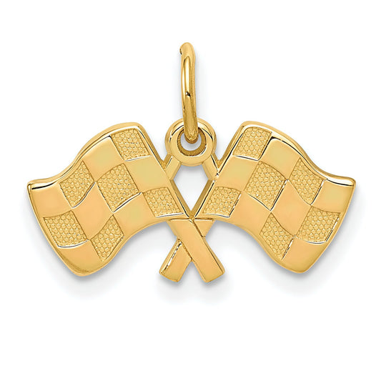 14K Gold Racing Flags Charm