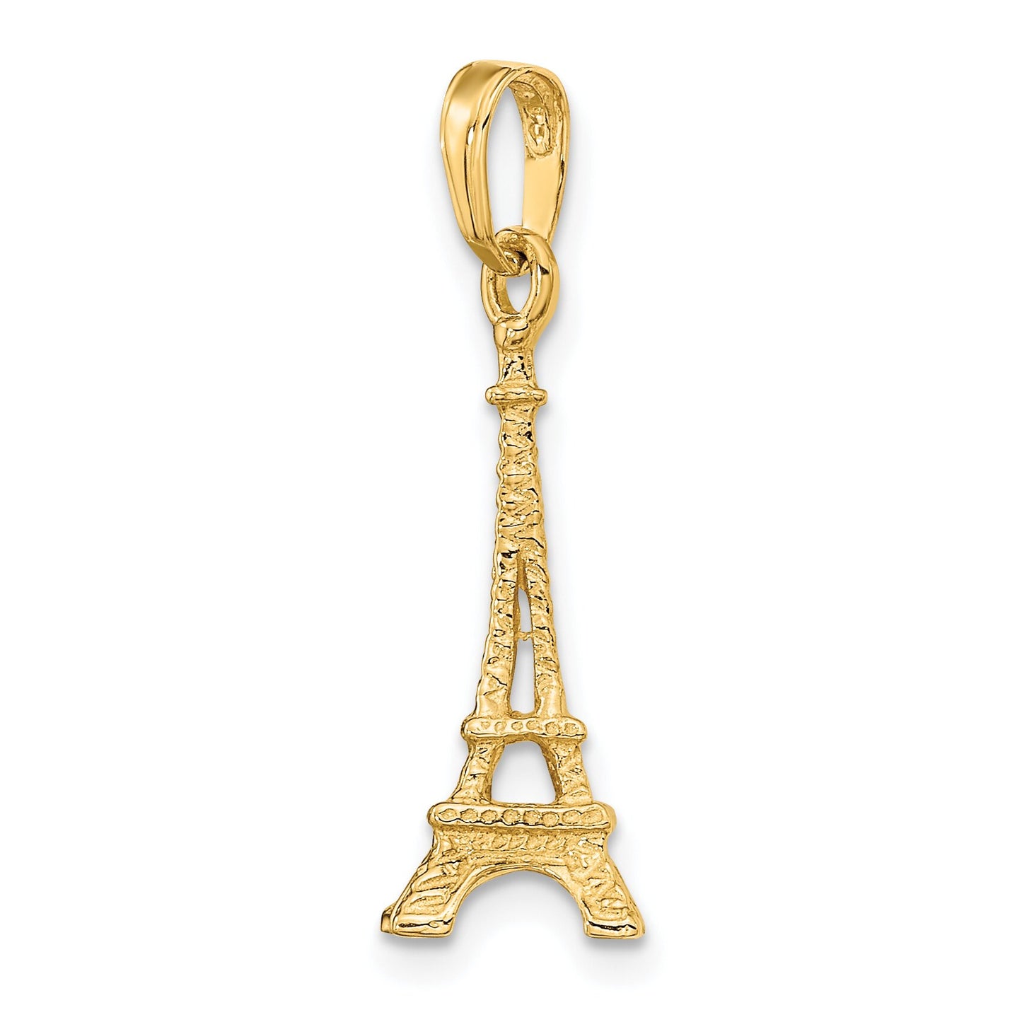14K Yellow Gold 3D Eiffel Tower Charm Paris Pendant