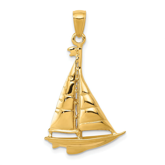 14K Gold Sailboat Charm