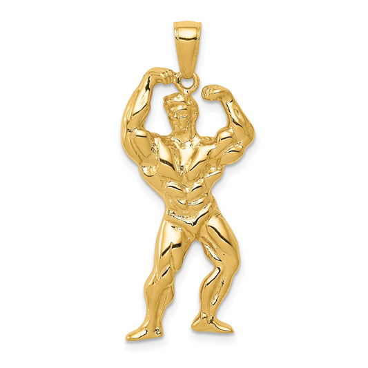 14K Gold Polished Weightlifter Charm