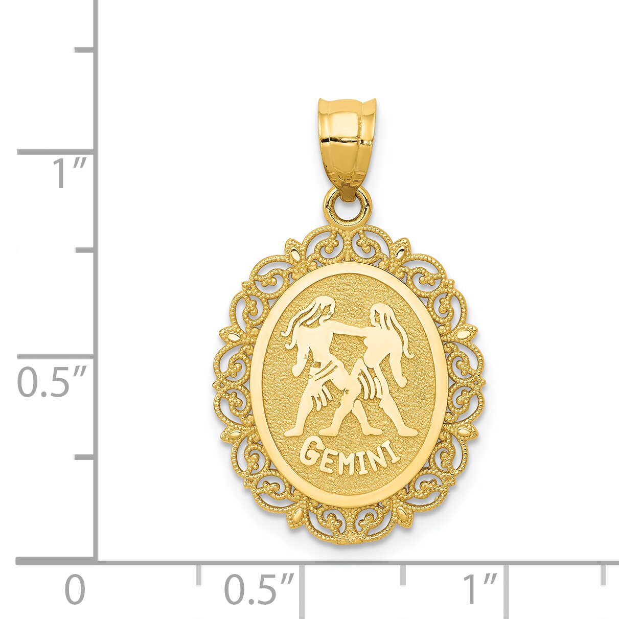 14K Gold Gemini Zodiac Oval Charm