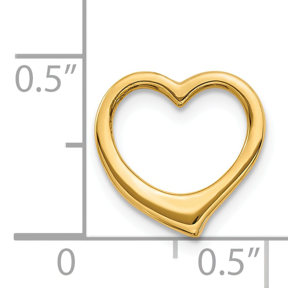 14K Gold 3D Floating Heart Slide Pendant