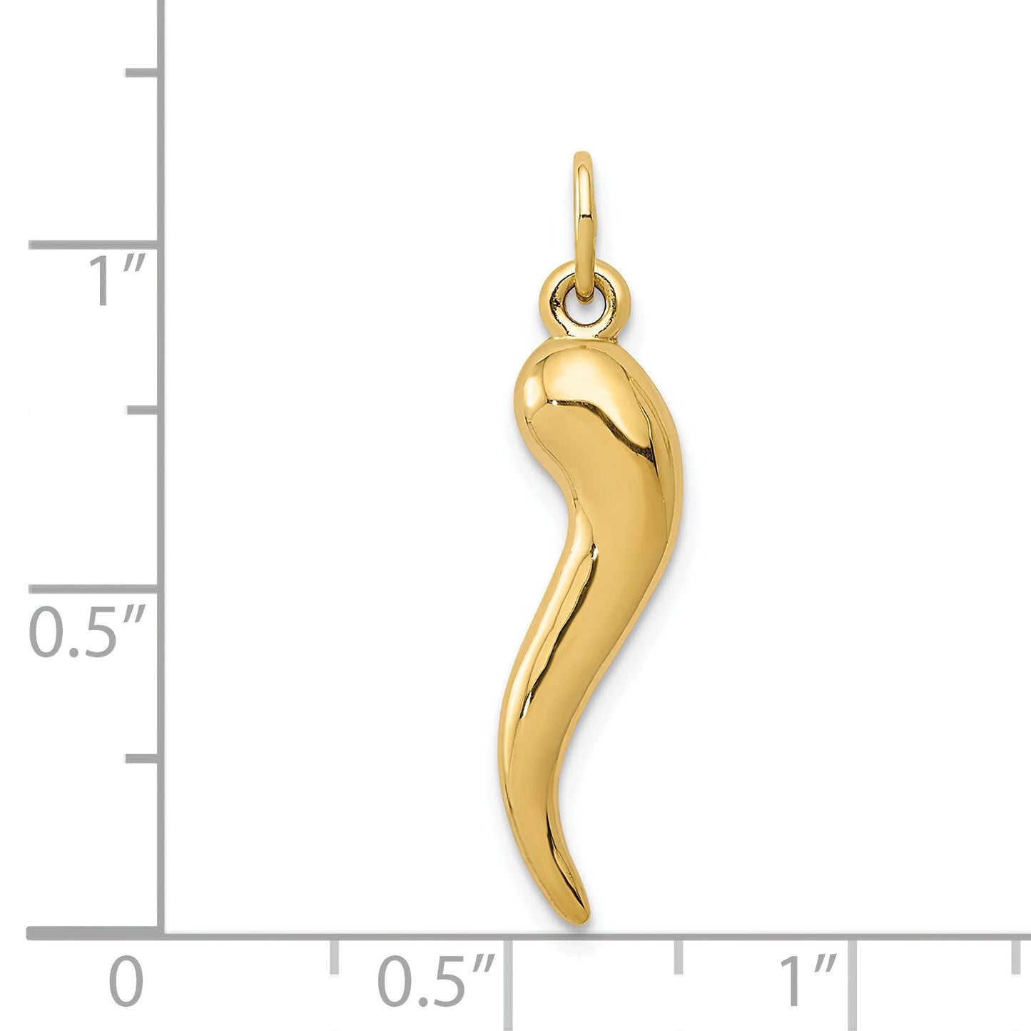 14K Yellow Gold Italian Horn Charm Good Luck Pendant