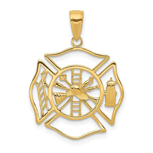 14K Gold Firefighter Shield Charm