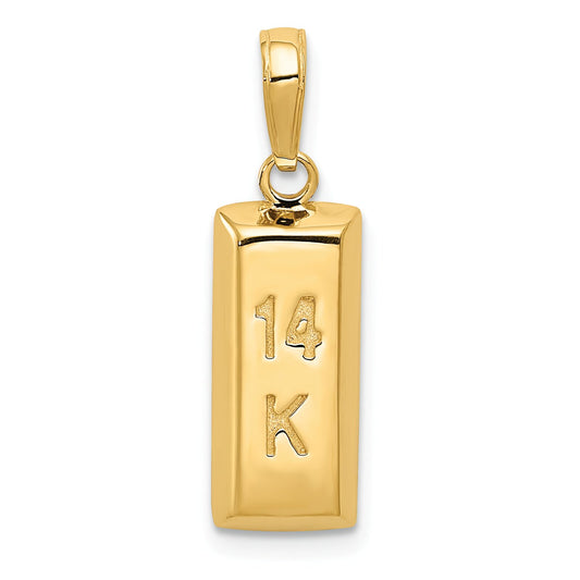 14K Gold 3D "14k Gold Bar" Charm