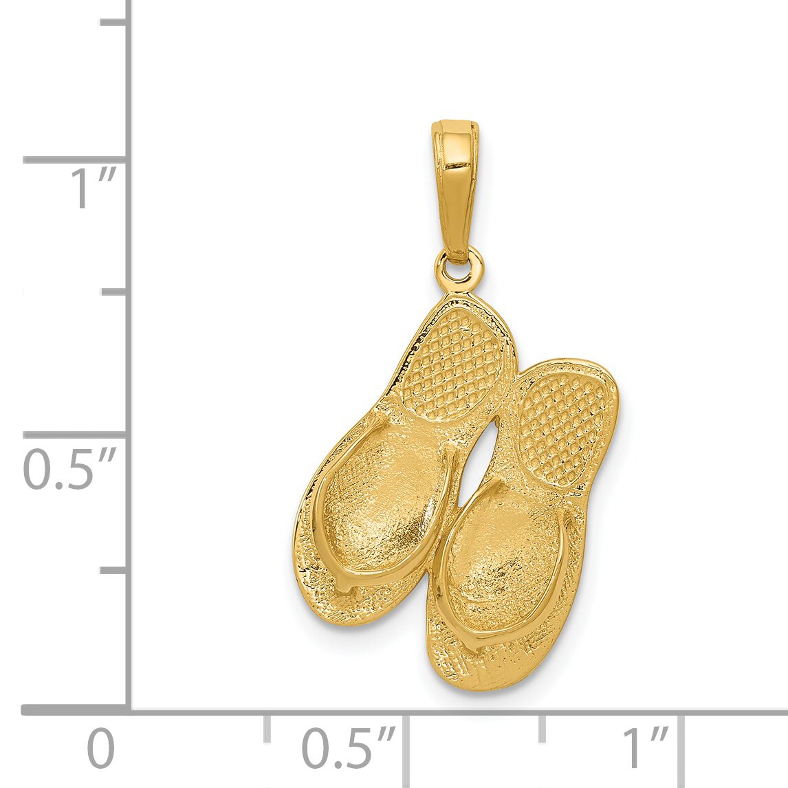 14K Gold 3D Maui Aloha Reversible Flip Flop Charm