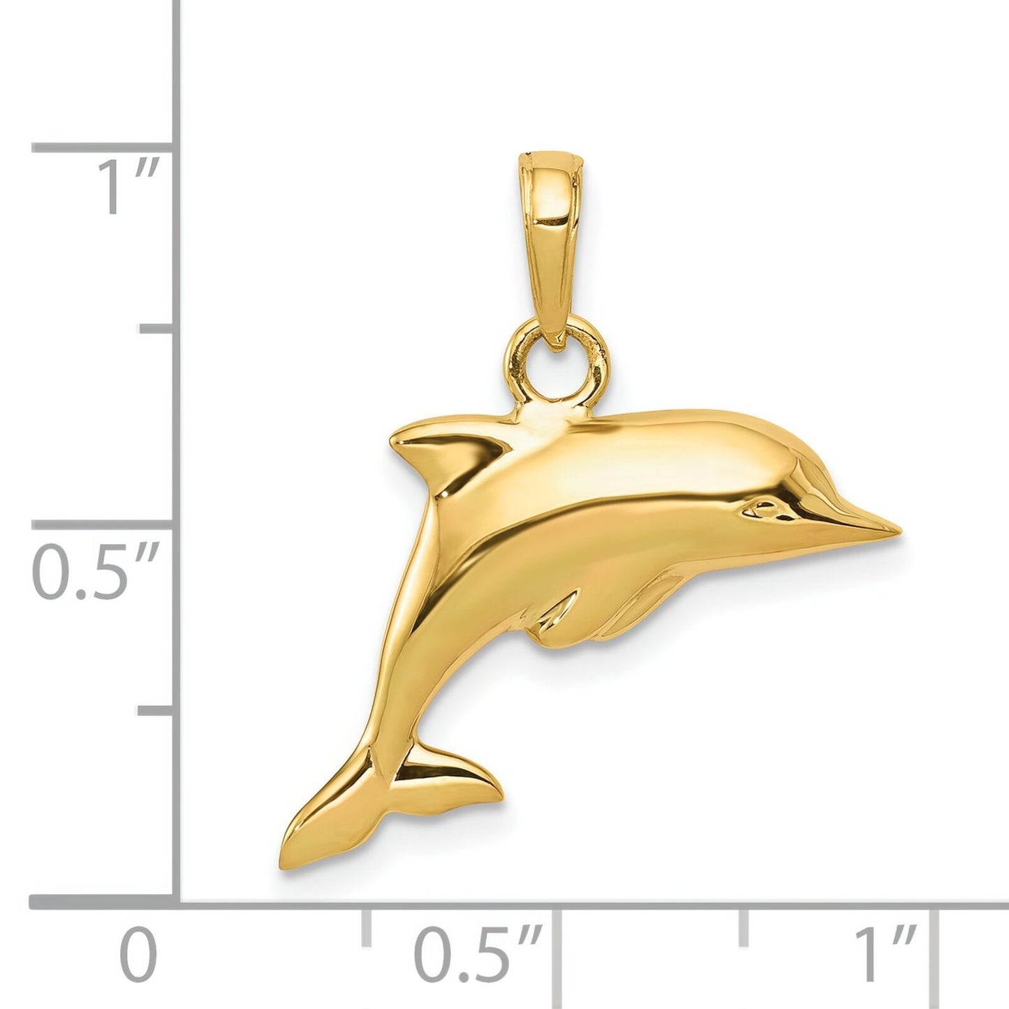 14K Gold 3D Dolphin Charm