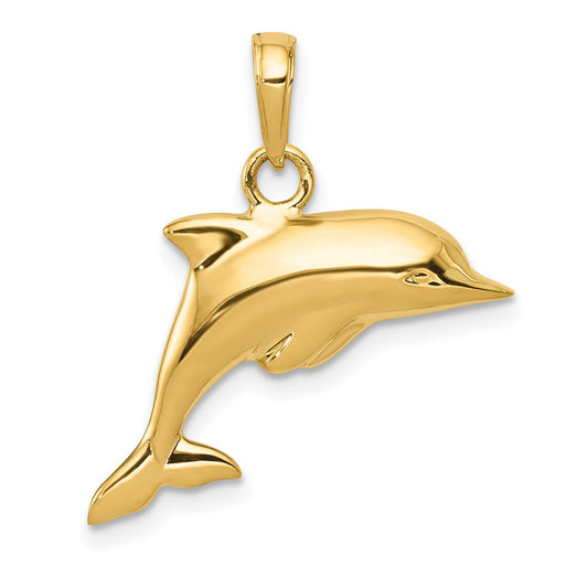 14K Gold 3D Dolphin Charm