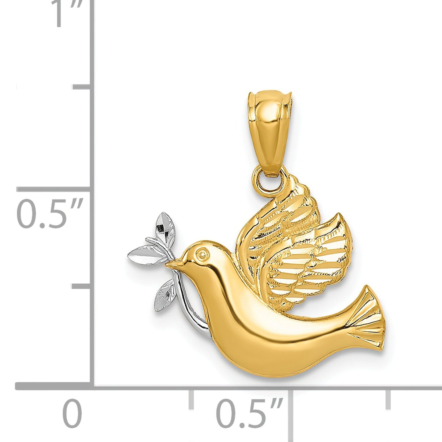 14K Two Tone Gold Holy Spirit Dove Charm